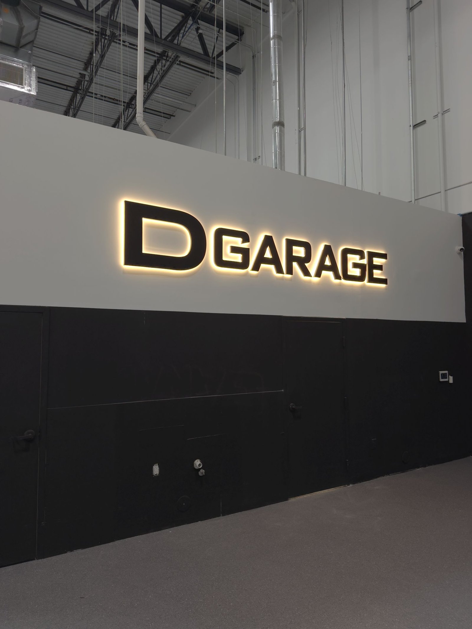 Dimensional white letters for D Garage
